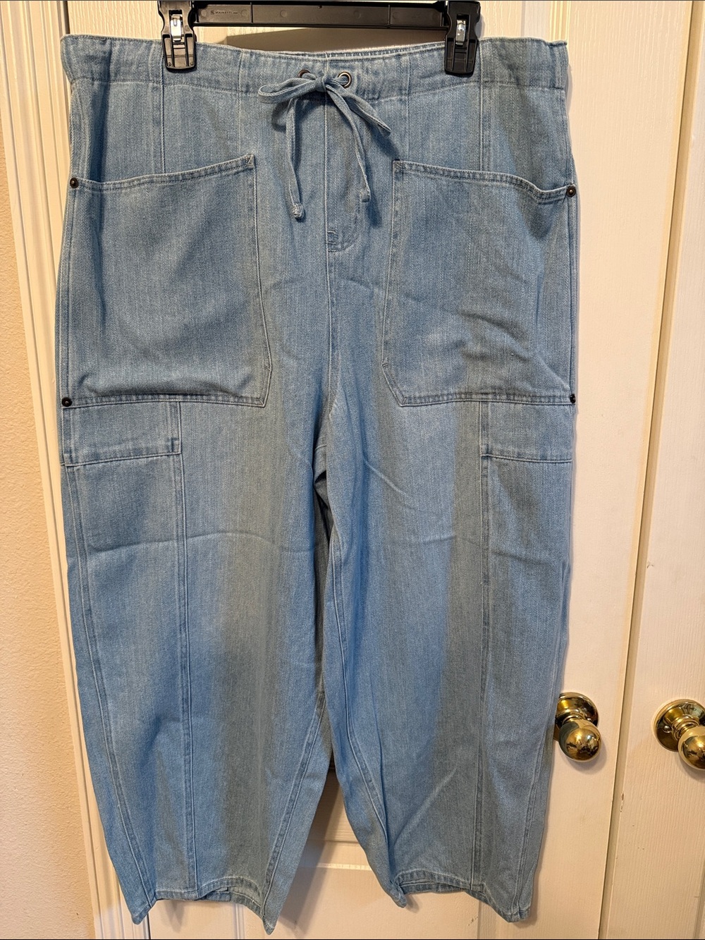 MNK Light Wash Denim Drawstring Pants
